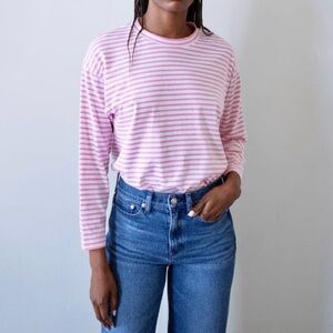 AYR The French Fry long sleeve shirt in pink and white stripes